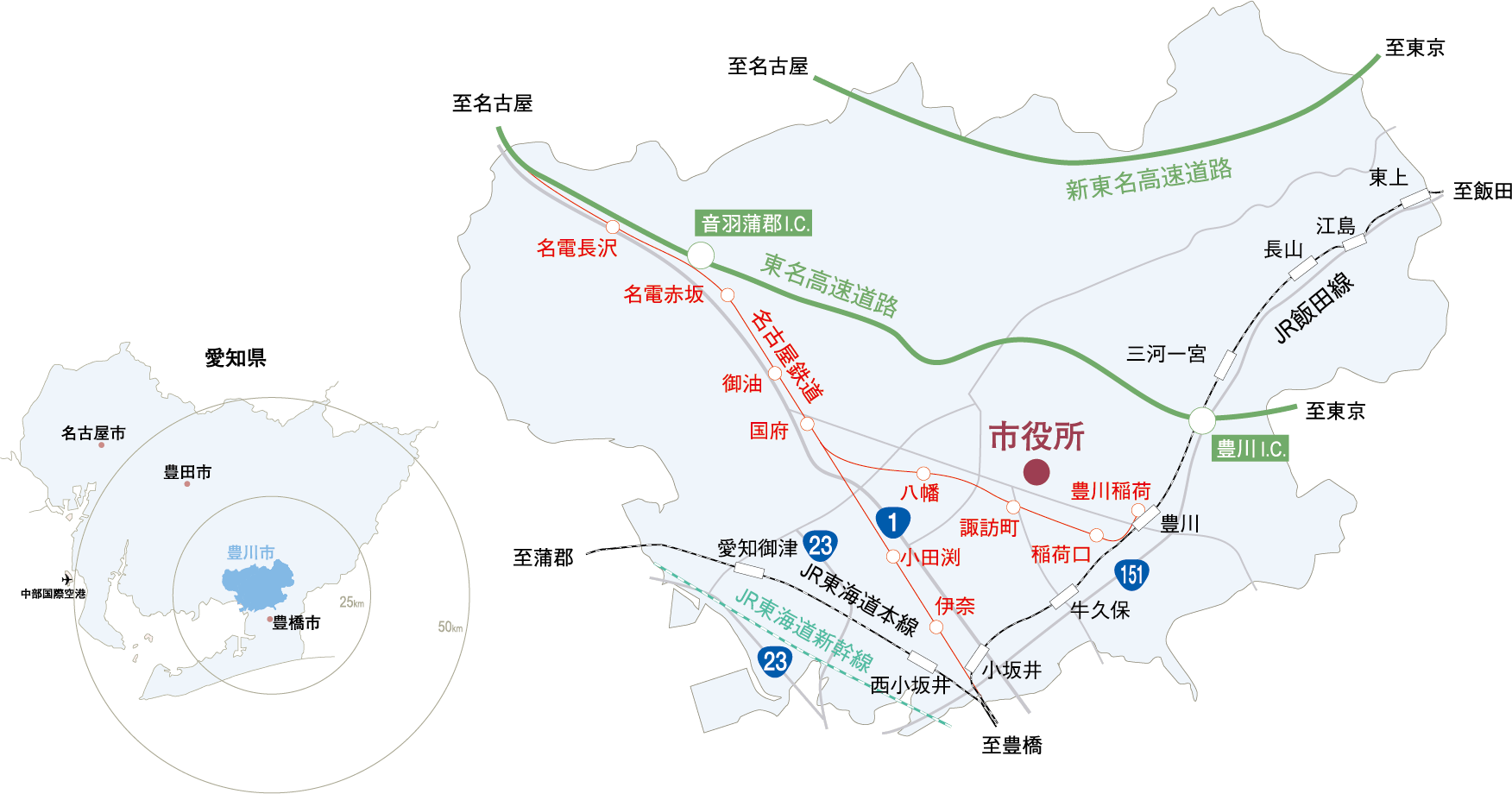 豊川市エリアマップ